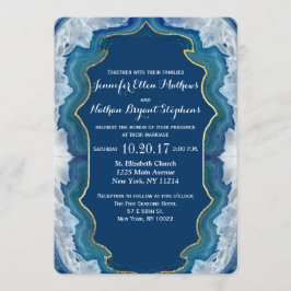 Agate Elegantes Hübsches, Aquamarines Geodmuster Einladung