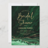 Agate Emerald Green Gold Brautparty Einladung (Vorderseite)