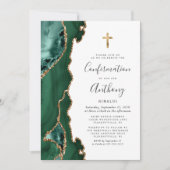 Agate Emerald Green Gold Glitzer Bestätigung Einladung (Vorderseite)