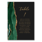 Agate Emerald Green Gold Modern Script Wedding Tischnummer (Vorderseite)