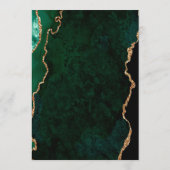 Agate Emerald Green Gold Script Wedding Menükarte (Rückseite)