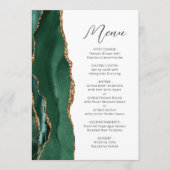 Agate Emerald Green Gold Script Wedding Menükarte (Vorderseite)
