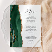 Agate Emerald Green Gold Script Wedding Menükarte