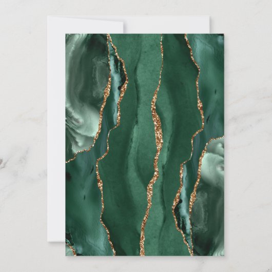 Agate Emerald Green Gold Script Wedding Save The Date (Rückseite)