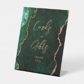 Agate Emerald Green Gold Wedding Cards Gifts Sockelschild (Vorderseite)