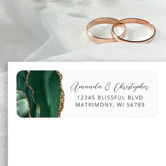 Agate Emerald Green Wedding Return Address