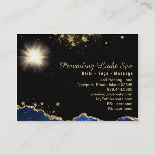 *~* Agate Energy Ball Light Lila Gold Visitenkarte (Rückseite)