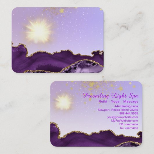 *~* Agate Energy Ball of Light Lila Visitenkarte (Vorne/Hinten)