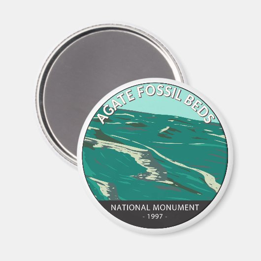 Agate Fossil Bets Nationalmuseum Nebraska Retro Magnet (Vorderseite/Rückseite)