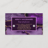 Agate für lila- und Gold-Glitzer Visitenkarte (Rückseite)