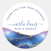 Agate Galaxy Celestial Stars Business Vielen Dank Runder Aufkleber (Vorderseite)