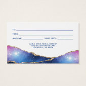 Agate Galaxy Celestial Stars Salon Geschenkkarte (Rückseite)