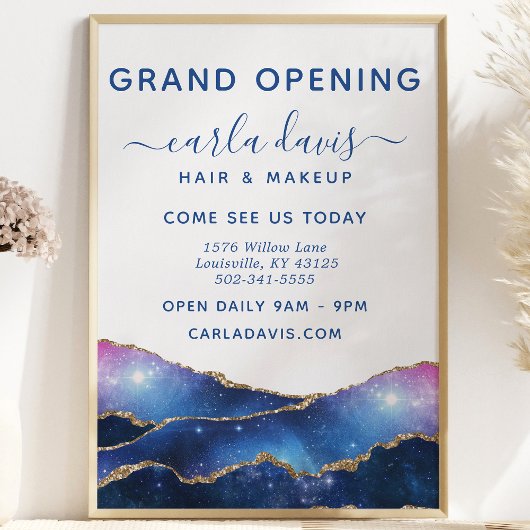 Agate Galaxy Celestial Stars Salon Grand Opening Flyer
