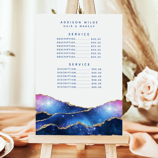 Agate Galaxy Celestial Stars Salon Service Price Menükarte