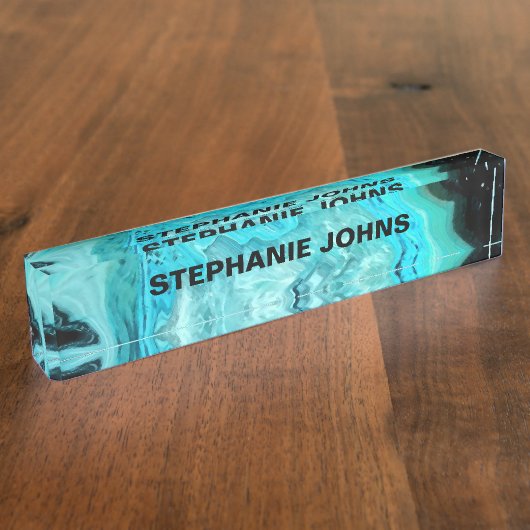 Agate Gemstone Geode Abstrakt Art Individuelle Nam Namensplakette (Seite)