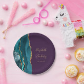 Agate Geode Aquamarin Gold Lila Hochzeit Pappteller (Party)