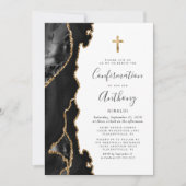 Agate Geode Black Gold Glitzer Bestätigung Einladung (Vorderseite)