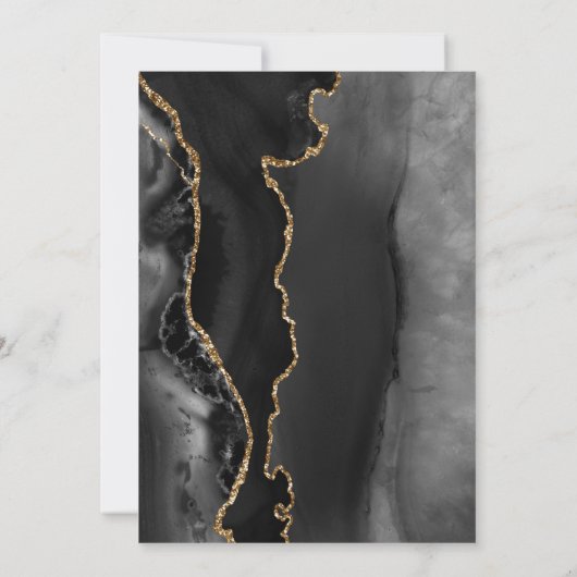 Agate Geode Black Gold Glitzer Bestätigung Einladung (Rückseite)