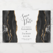 Agate Geode Black Gold Save the Date Schaumweinetikett (Einzelnes Label)