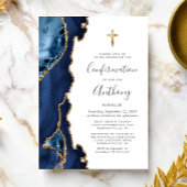 Agate Geode Blue Gold Glitzer Bestätigung Einladung