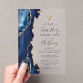 Agate Geode Blue Gold Glitzer Erste Heilige Kommun Acryleinladungen (Insitu (Handheld))