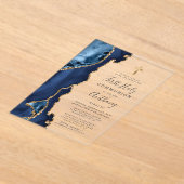 Agate Geode Blue Gold Glitzer Erste Heilige Kommun Acryleinladungen (Ablage )