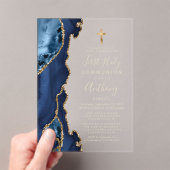 Agate Geode Blue Gold Text Erste heilige Kommune Acryleinladungen (Insitu (Handheld))