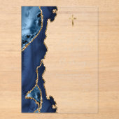 Agate Geode Blue Gold Text Erste heilige Kommune Acryleinladungen (Vorderseite)