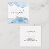 Agate Geode Blue Monogram Lash Specialist Quadratische Visitenkarte (Vorne/Hinten)