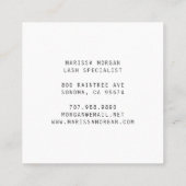 Agate Geode Blue Monogram Lash Specialist Quadratische Visitenkarte (Rückseite)