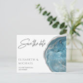 Agate geode blue Rose Ankündigungspostkarte (Stehend Vorderseite)