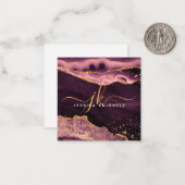 Agate Geode Burgundy Gold Glitzer Script Monogram Mitteilungskarte (Vorderseite/Rückseite Beispiel)