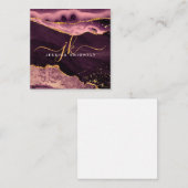 Agate Geode Burgundy Gold Glitzer Script Monogram Mitteilungskarte (Vorne/Hinten)