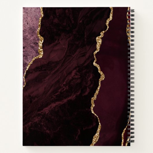 Agate Geode Burgundy Gold Marble Wedding Guest Notizblock (Rückseite)