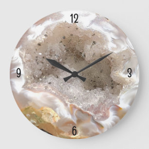 Agate Geode Foto mit Quartz Crystal Druzy Große Wanduhr