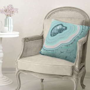 Agate Geode Glitzer Aquamarin ID647 Kissen