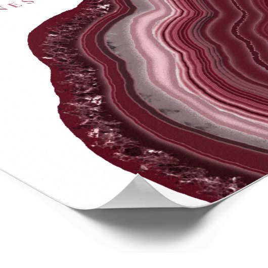 Agate Geode Glitzer Brautparty Burgundy ID647 Poster (Ecke)
