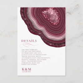 Agate Geode Glitzer Details Burgundy ID647 Begleitkarte