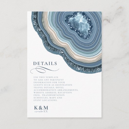 Agate Geode Glitzer Details Dusty Blue ID647 Begleitkarte (Vorderseite)