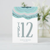 Agate Geode Glitzer Tischnummer Aquamarin ID647 (Stehend Vorderseite)