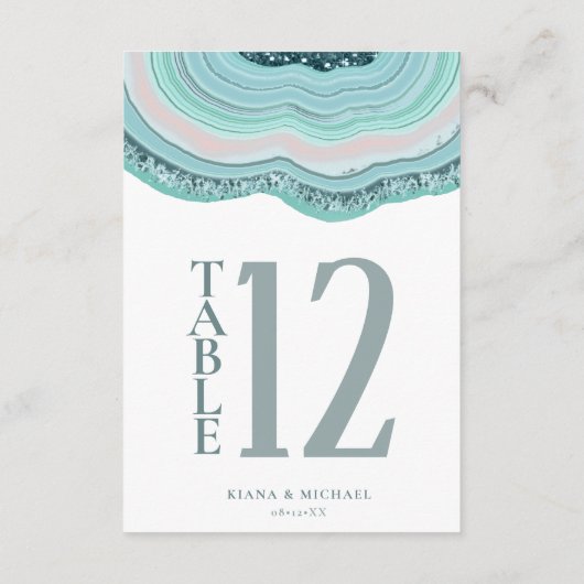 Agate Geode Glitzer Tischnummer Aquamarin ID647 (Rückseite)