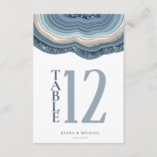 Agate Geode Glitzer Tischnummer Dusty Blue ID647 (Vorderseite)