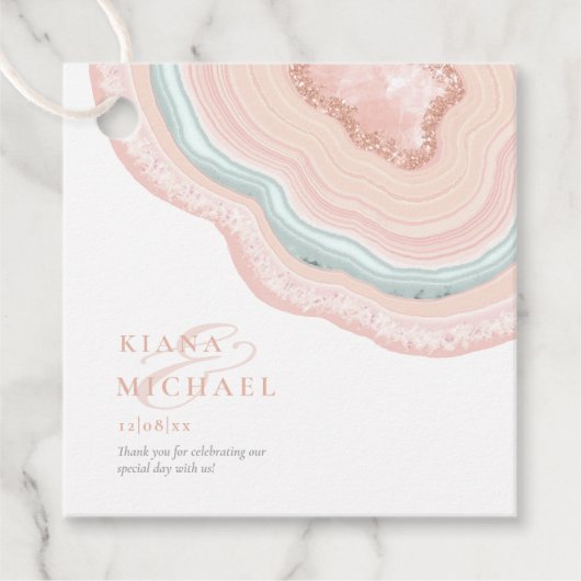 Agate Geode Glitzer Vielen Dank Rose Gold ID647 Geschenkanhänger (Vorderseite)