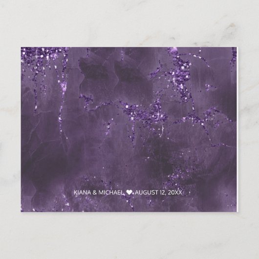 Agate Geode Glitzer Vielen Dank Violet ID647 Ankündigungspostkarte (Rückseite)