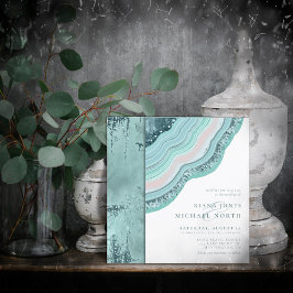 Agate Geode Glitzer Wedding Aquamarin ID647 Einladung