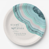 Agate Geode Glitzer Wedding Aquamarin ID647 Pappteller (Vorderseite)