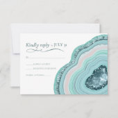 Agate Geode Glitzer Wedding Aquamarin ID647 RSVP Karte (Vorderseite)