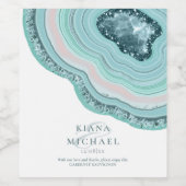 Agate Geode Glitzer Wedding Aquamarin ID647 Weinetikett (Einzelnes Label)