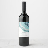 Agate Geode Glitzer Wedding Aquamarin ID647 Weinetikett (Vorderseite)