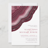 Agate Geode Glitzer Wedding Burgundy ID647 Einladung (Vorderseite)